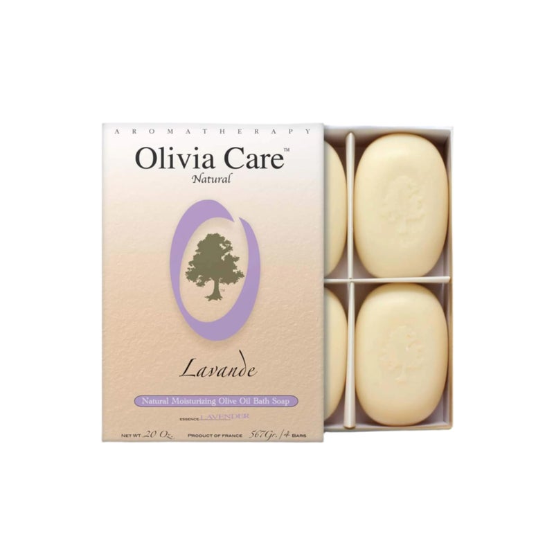 Olivia Care Lavender Bar Soap-4 pack box set - 100% Natural Ingredients, Organic, Vegan - For Face & Body, Cold-pressed Triple-Milled, Hydrating, Moisturizing, Infused Calcium & Vitamins - 4 X 5 oz - Image 1
